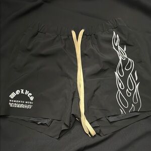 Darc Sport Black and White Athletic Shorts with Flame Design